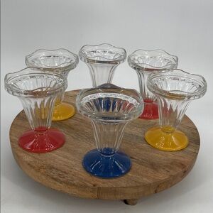 Vintage Luminarc France Parfait/Sundae Glasses Colored-Set of Six